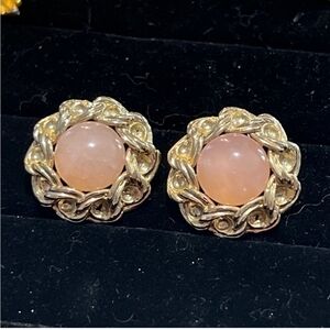 Vtg 1960's Moon Glow lucite pierced earrings